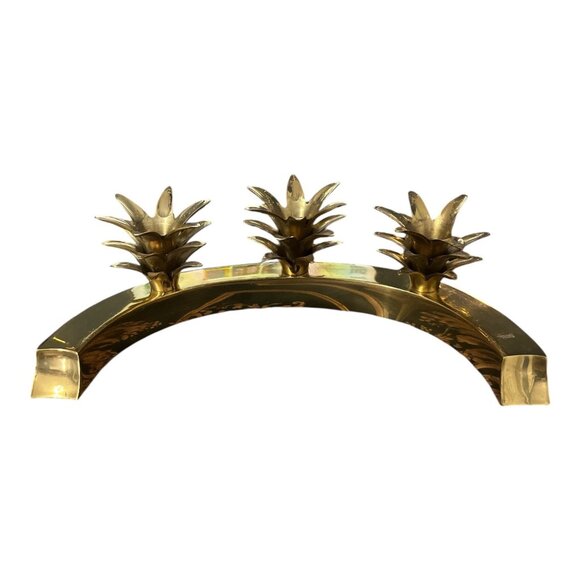 Vintage Brass Pineapple Arc Candle Holder Segment – 3 Finial Design - Picture 1 of 4
